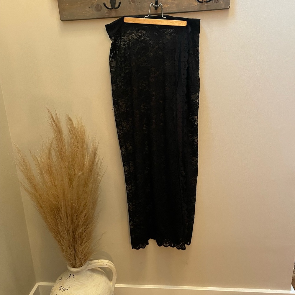 Free People Intimately black lace maxi skirt